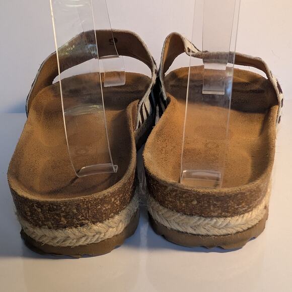 YOKONO Calf Hair Leather Zebra Print Slide Sandals Made in Spain Women's 9 - Picture 7 of 11